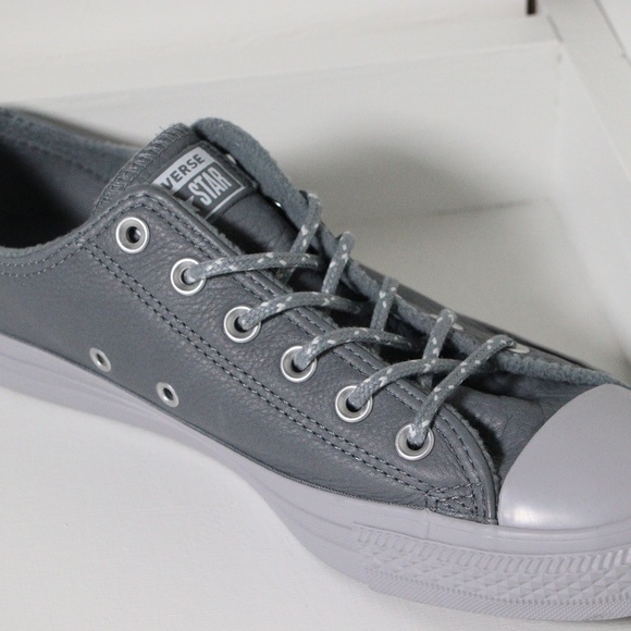 Gray Leather Converse All Star Low Top - Picture 6 of 7